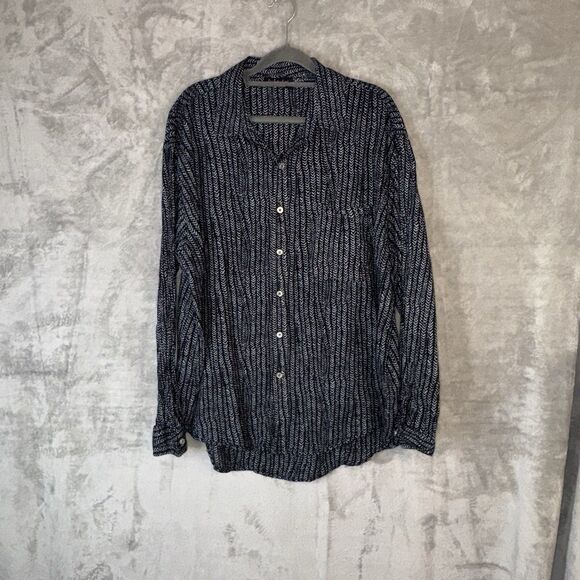 Fresh Produce Black White Arrow Print Button Up Sz XXL Office Minimalist Boho - Picture 1 of 6